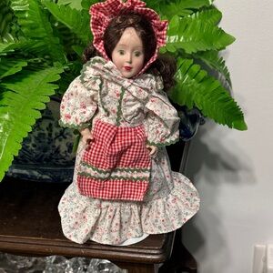 Floral and Red Checkered Doll
